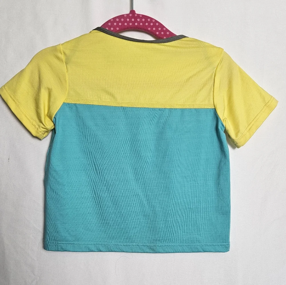 Patagonia Rash Guard Short Sleeve Top Unisex Size 6-12 Months Teal And Yellow